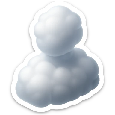 shoulder-up person fully made of white convex clouds, fluffy and snow-white, matte glass style sticker