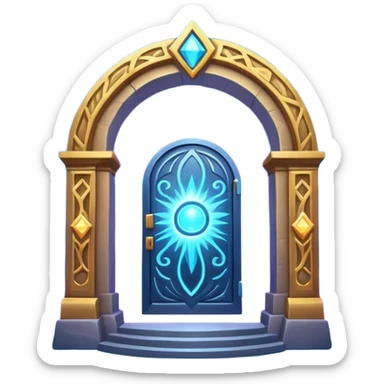 universe gate object icon, gigantic cosmic portal doorway, swirling galaxy energy inside, glowing starry aura, mystical space runes, fantasy sci-fi style, 3D cartoon, mobile game icon style, centered, clean background, no text, no watermark sticker