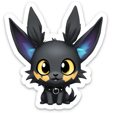 Dark Black Punk Kawaii Eeveelution-Cute-Pokémon-fusion with a cute edgy collar full body sticker