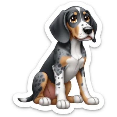 sitting puppy bluetick coonhound sticker