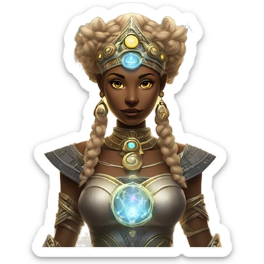 Technomancy Goddess is a mystical being who controls both magic and technology. She can cast spells on technological networks. Her powers blend the ancient art of magic with advanced cybernetics and technology. She can command machines sticker