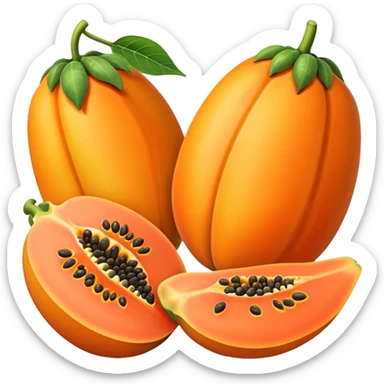 papaya fruit, whole and sliced, bright colors sticker