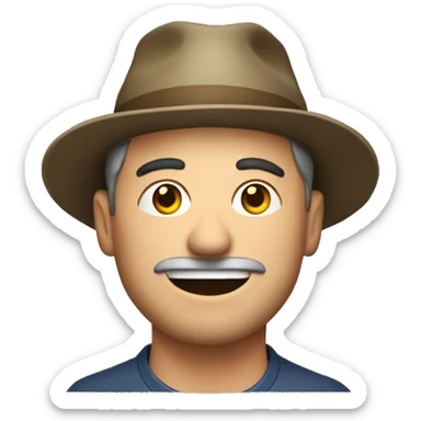 40yo man with hat holding a filament roll sticker