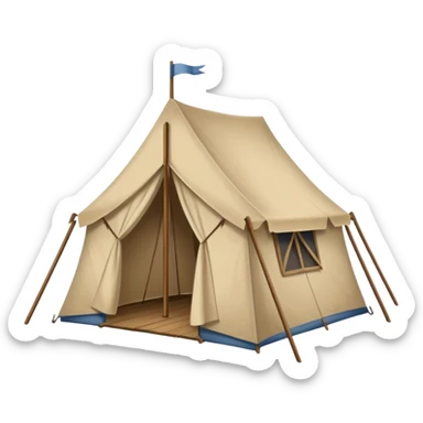 canvas tent with wooden poles, biblical era sticker