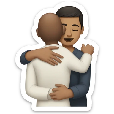 Comforting hug from brunette Puerto Rican woman to shorter bald male sticker