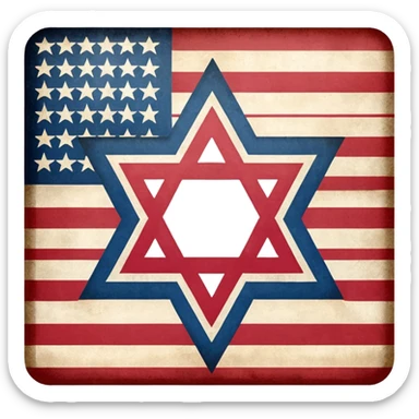 United States flag with a swastika symbol and star of david symbol on the flag sticker