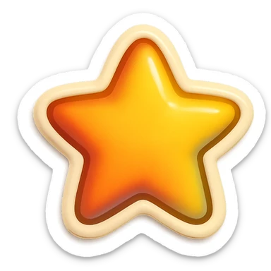 cartoon style sticker of a single star symbol, simple and clear, no text sticker