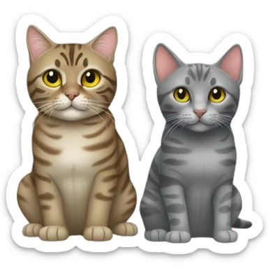 A chartreux cat and a bengal cat together  sticker