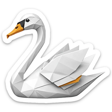 Origami swan only white. sticker