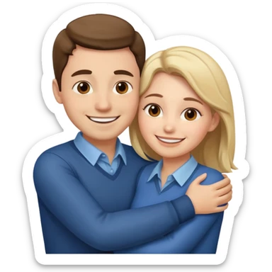 two Bestie man and woman coworkers teacher hug sticker