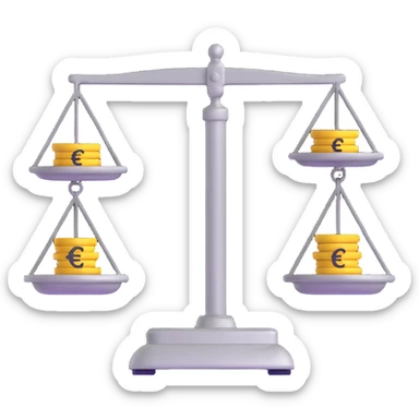 balance scale with euro symbol in the pans sticker