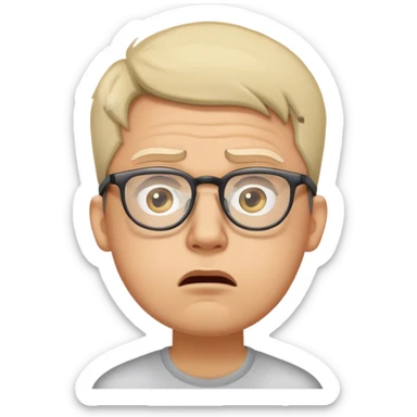 thinking, confusing, worry, agony, wearing glasses man sticker