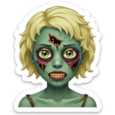 Quero um zumbi com a pele negra,com machucados no rosto (poucos) com dentes de ouro,com cabelos curtos ondulado, com rosto feminino  sticker