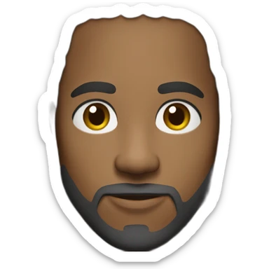 african american male with medium toned skin, that has long dread locks that are pulled back.  He also has a stubbly, short gray beard sticker