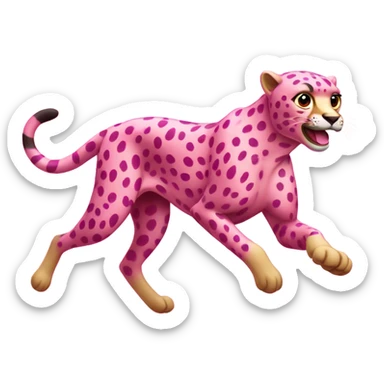 Pink cheetah running sticker