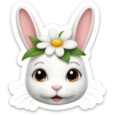bunny with eyelashes and a flower on her head sticker