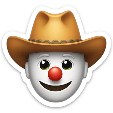 Clown face with cowboy hat  sticker