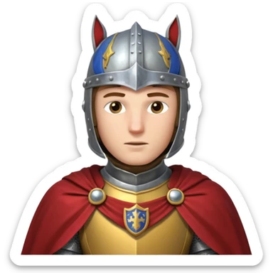 medieval knight horse rider portrait, head and shoulders only, polished steel armor collar, royal cape clasp, helmet partially visible, intense heroic eyes, fantasy medieval vibe, dramatic lighting, 3D cartoon, mobile game icon style, clean background, no text, no watermark
 sticker
