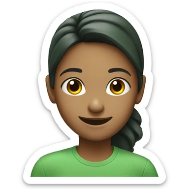 smiling girl in green shirt sticker