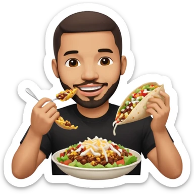 Drake eating a chipotle burrito bowl sticker