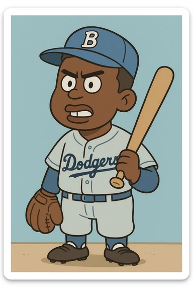 Light blue Little people pictures a boy Jackie Robinson Witam by 20 Label Sanches Vegas Mustined by Linzie Heater sticker