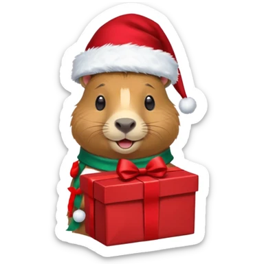 Capybara con gorrito de navidad con un montón de poses para paquete de sticker de WhatsApp que tengan un dialogo sticker