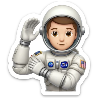 flexed biceps arm with white sleeve and astronaut gloves sticker