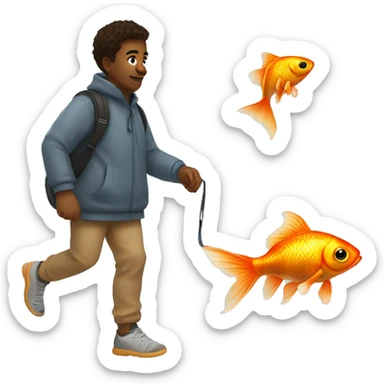 Taking my pet goldfish for a walk sticker