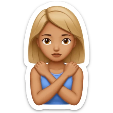 girl holding neck mad with arms crossed sticker