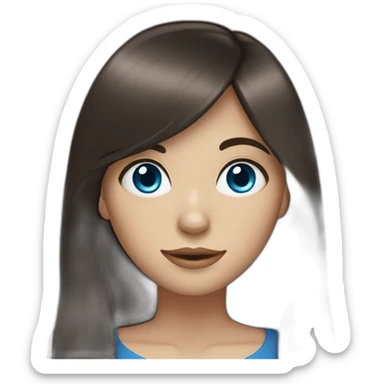 Dark brown long hair fringe girl with blue eyes sticker