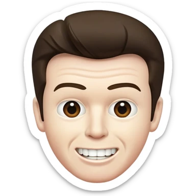 Very White Rick Astley face with straight face but his front teeth is sticking out sticker