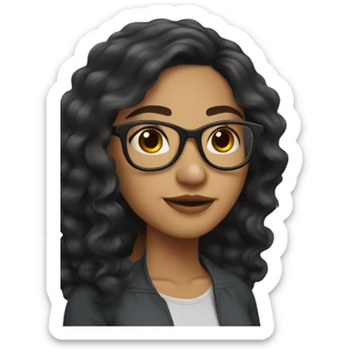 Latina girl with glasses and dark long wavy hair sticker