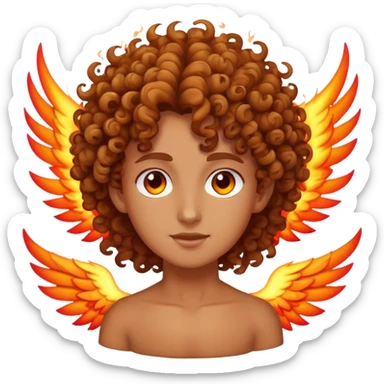 One curly hair person with Burning wings  sticker