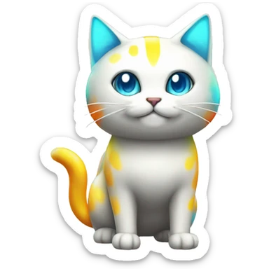 Shiny Colorful Electric-type Fakémon-Cat full body sticker