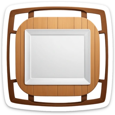 top view of an empty dining table with a white mat over it. sticker