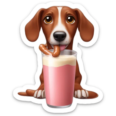 Sausage Dog drinking chocolate milk sticker