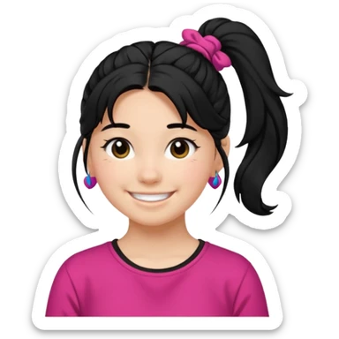 Teen girl with scrunchie ponytail black hair sticker