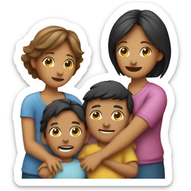 Emoji of a family with 3 kids mom is a phillipines and das is indian  sticker