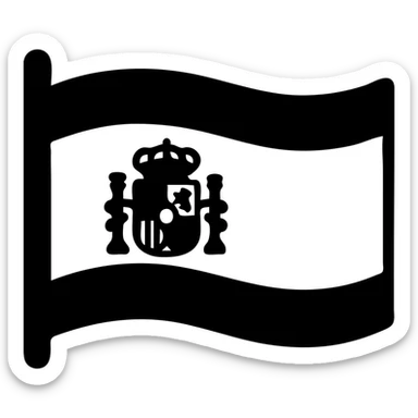 Spanish flag with red and yellow horizontal stripes and coat of arms sticker