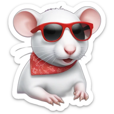 white rat in a bandana and sunglasses sticker