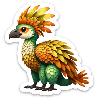 Tropical lush warm-colored Fakémon-Trico-creature (full body) sticker