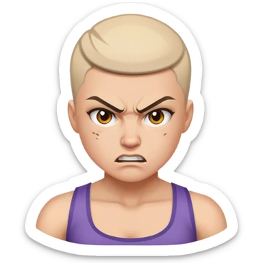 angry feminist fighter with half shaved hair sticker