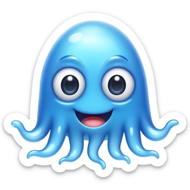 a happy blob of water creature with googly eyes and long water hands sticker