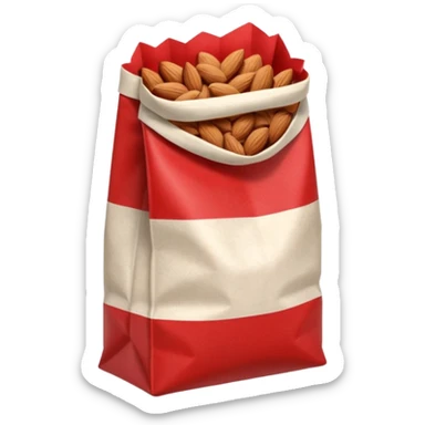 roasted almonds in red and white paperbag sticker
