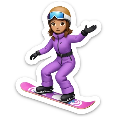 Woman with brown hair snowboarding in Japan 3d sticker