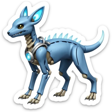 futuristic Skeleton-Cyborg-Manectric-Electrike-Cubone-Umbreon-Marowak-Draco-Fakémon-hybrid-creature (full body), 4 legs sticker