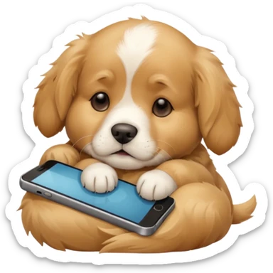 sleepy puppy with phone sticker
