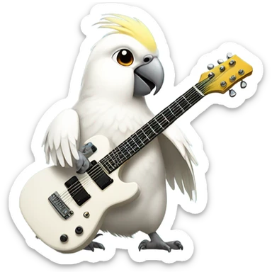 White cockatiel playing electro guitar sticker