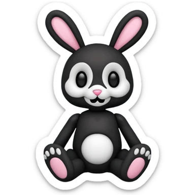 Emoji pour twitch d'une peluche lapin squelette noir qui dit bonjour sticker