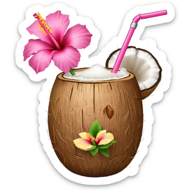 coconut drink with flowers sticker